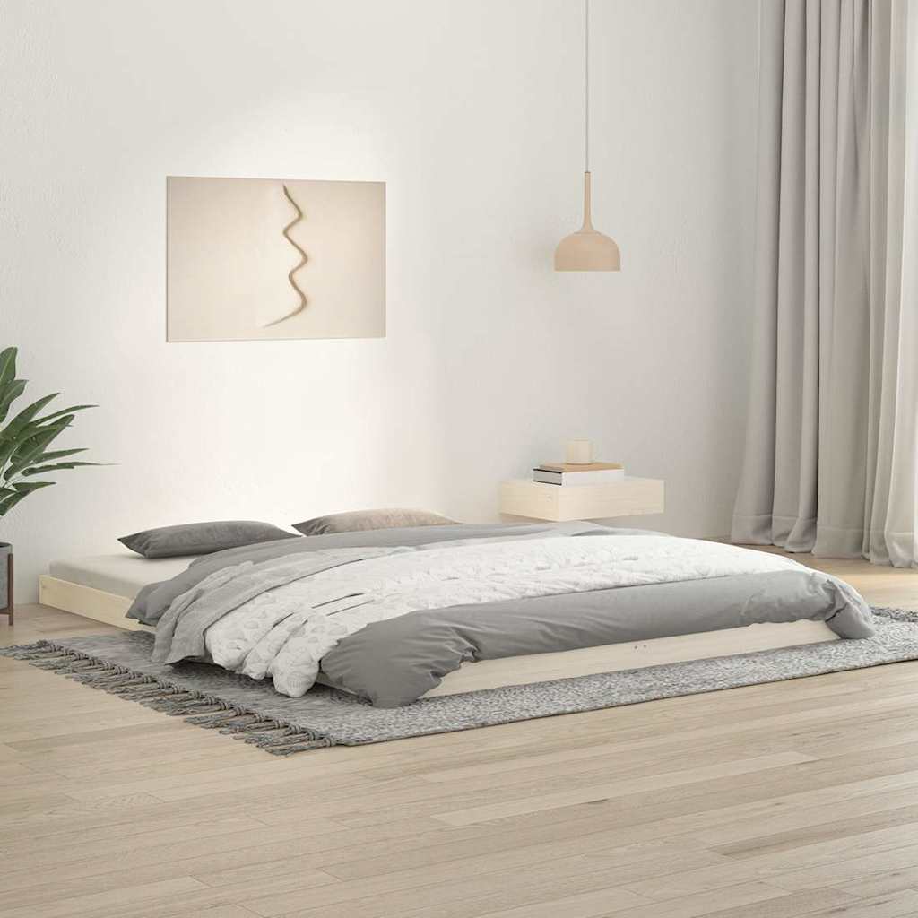 Bed Frame without Mattress Solid Wood Pine Length 200 cm White 160 cm