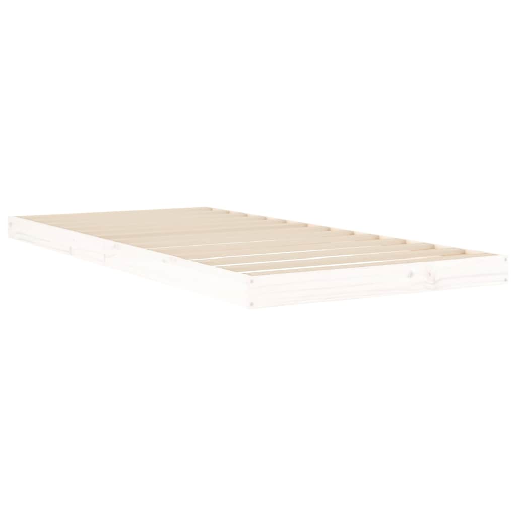 Bed Frame without Mattress Solid Wood Pine Length 200 cm White 90 cm