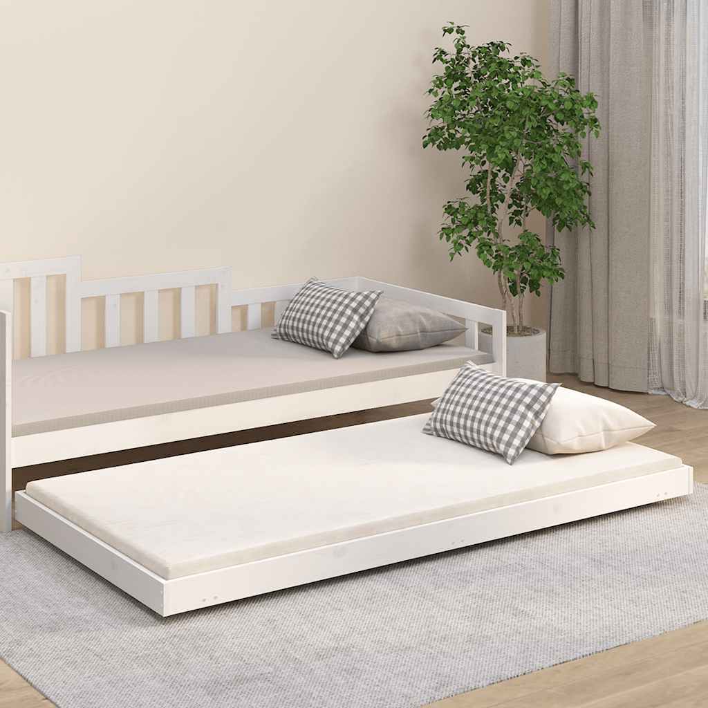Bed Frame without Mattress Solid Wood Pine in White