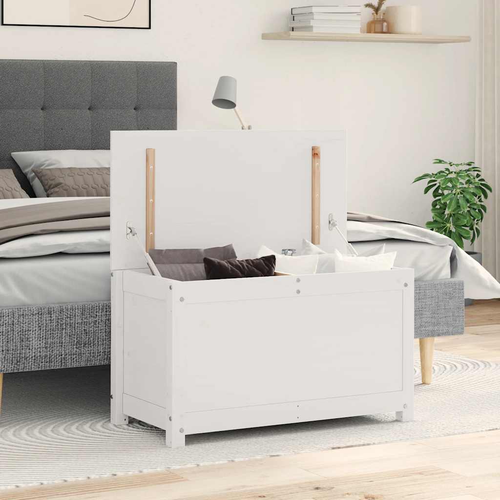vidaXL Storage Box White 80x40x45.5 cm Solid Wood Pine 1