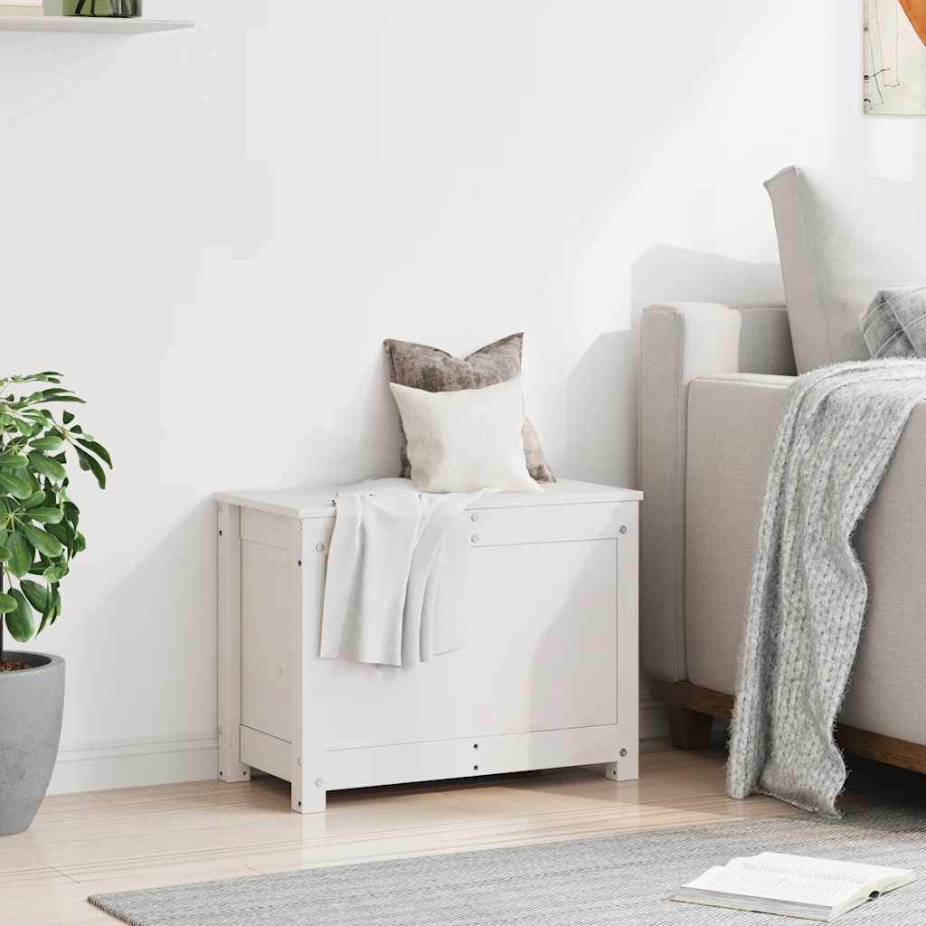 vidaXL Storage Box White 60x32x45.5 cm Solid Wood Pine 3
