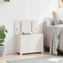 vidaXL Storage Box White 60x32x45.5 cm Solid Wood Pine 4
