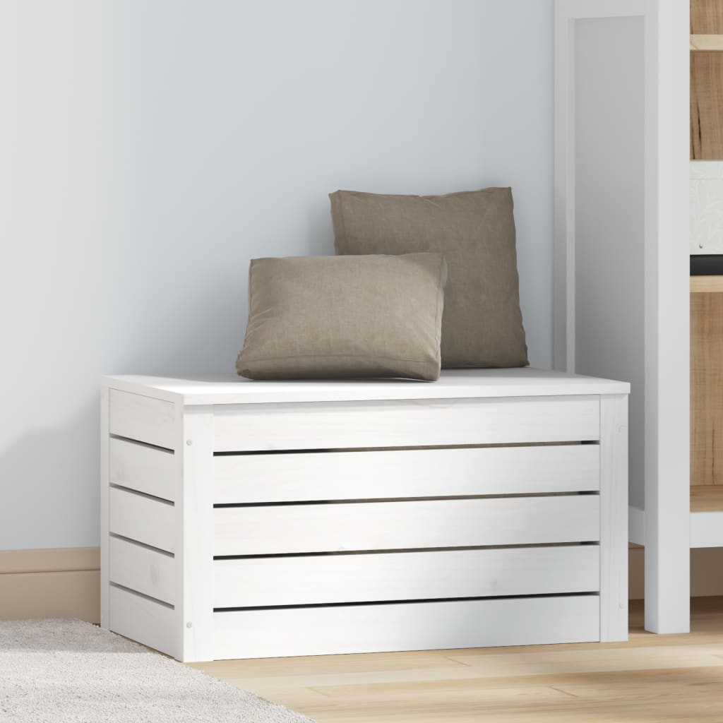vidaXL Storage Box White 59,5x36,5x33 cm Solid Wood Pine 3