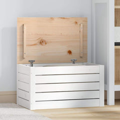 Storage Box Solid Wood Pine in White