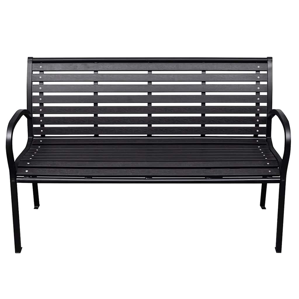 vidaXL Garden Bench Black 116 cm Steel and WPC 2