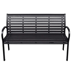vidaXL Garden Bench Black 116 cm Steel and WPC 2