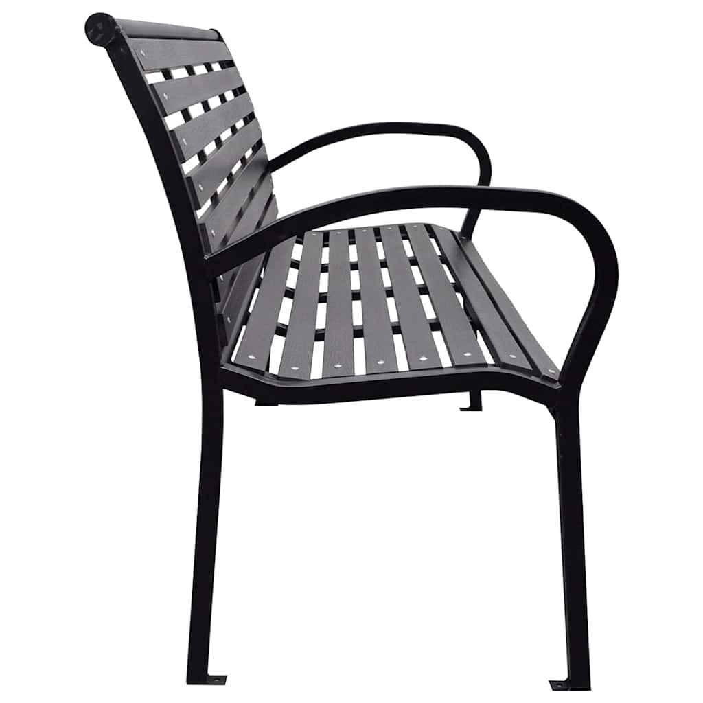 vidaXL Garden Bench Black 116 cm Steel and WPC 3