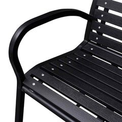 vidaXL Garden Bench Black 116 cm Steel and WPC 4