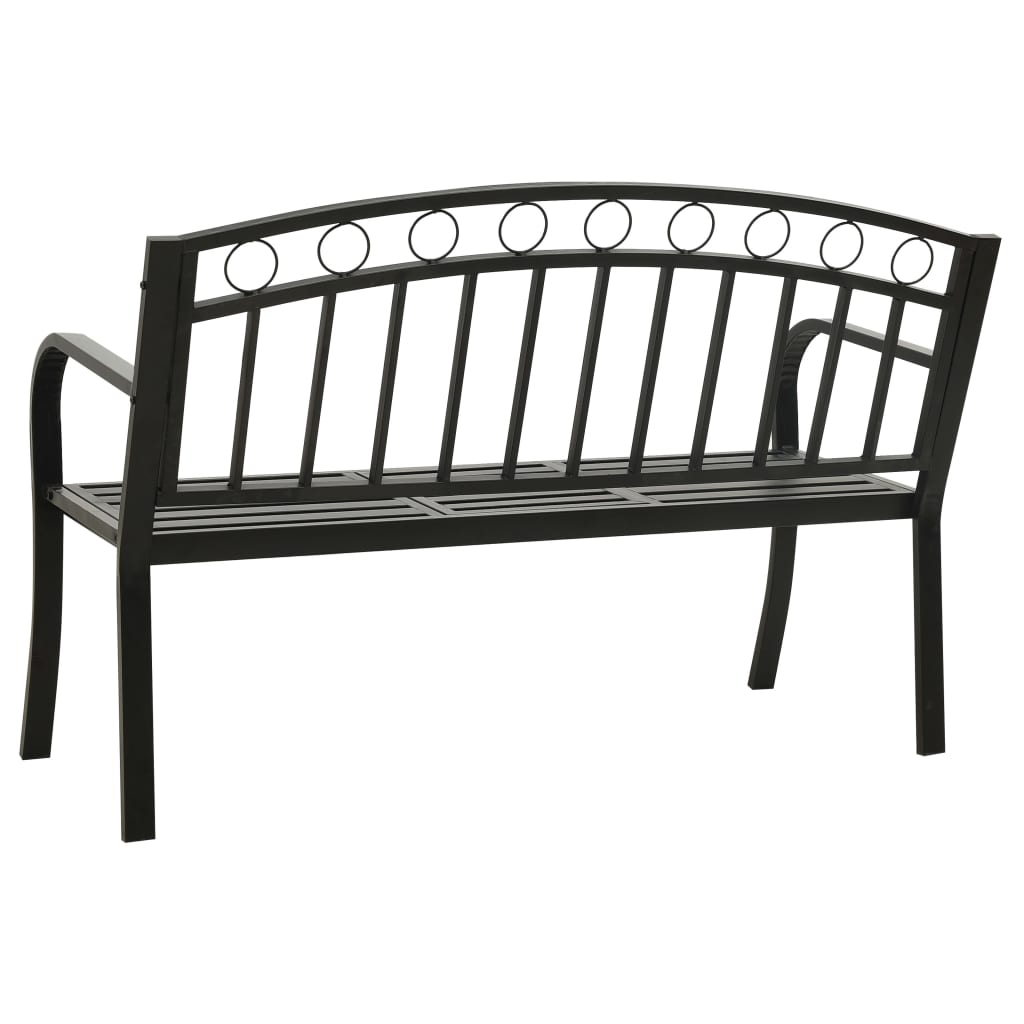 vidaXL Garden Bench with Table Black 120 cm Steel 5