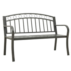 vidaXL Garden Bench with Table Grey 120 cm Steel 2