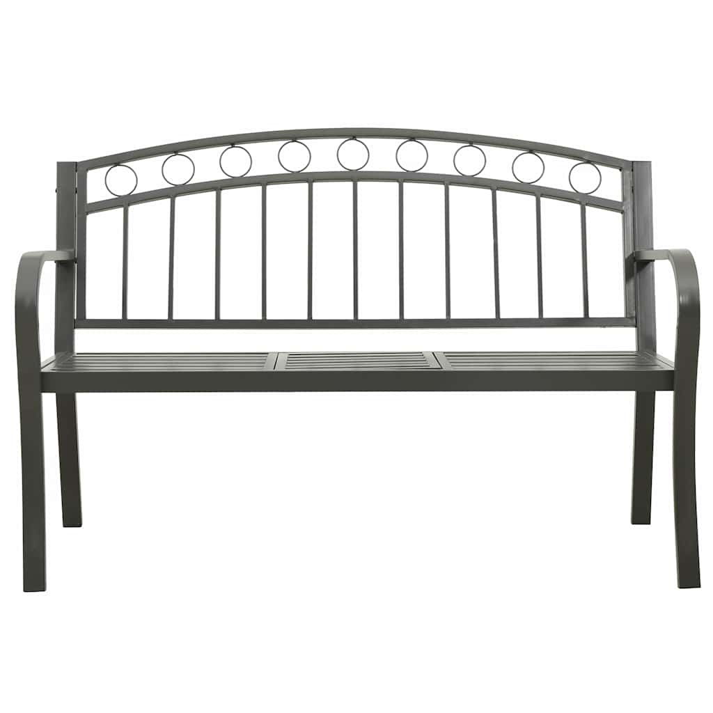 vidaXL Garden Bench with Table Grey 120 cm Steel 3