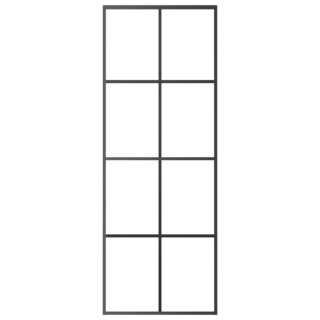 Sliding Door with Hardware Set ESG Glass&Aluminium 76 x 205 cm 4x2 grids