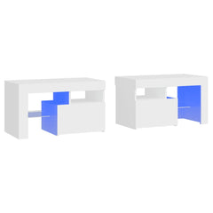 vidaXL Bedside Cabinets 2 pcs with LED Lights White 70x36.5x40 cm 2