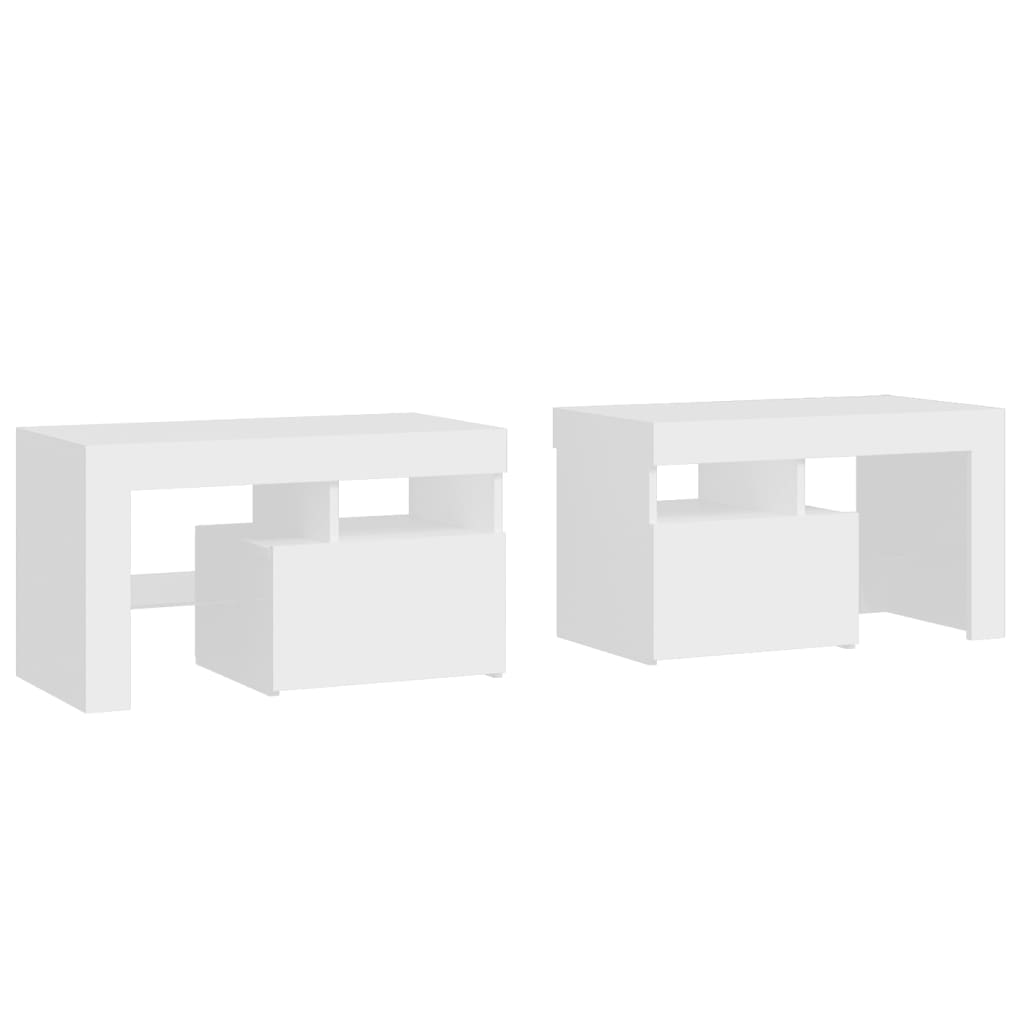 vidaXL Bedside Cabinets 2 pcs with LED Lights White 70x36.5x40 cm 3
