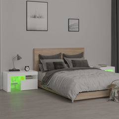 vidaXL Bedside Cabinets 2 pcs with LED Lights White 70x36.5x40 cm 5