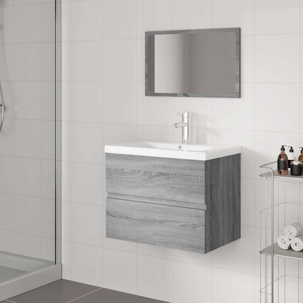 Bathroom Furniture Set Engineered Wood 60 x 38.5 x 45 cm Grey sonoma