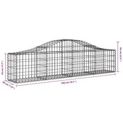 vidaXL Arched Gabion Basket 200x30x40/60 cm Galvanised Iron 5