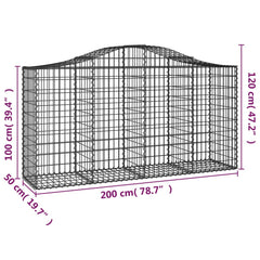 vidaXL Arched Gabion Basket 200x50x100/120 cm Galvanised Iron 5