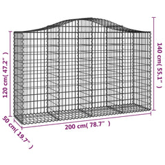 vidaXL Arched Gabion Basket 200x50x120/140 cm Galvanised Iron 5