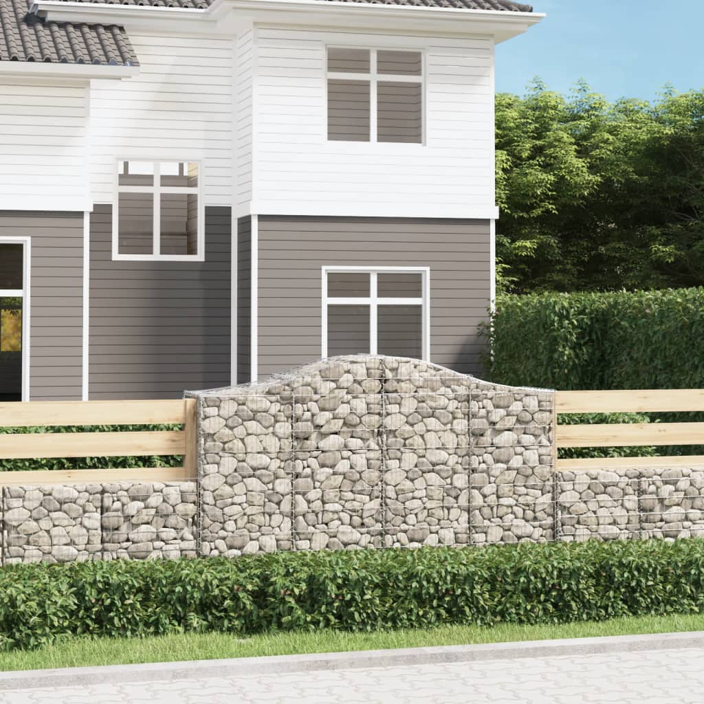 vidaXL Arched Gabion Basket 200x50x120/140 cm Galvanised Iron 1