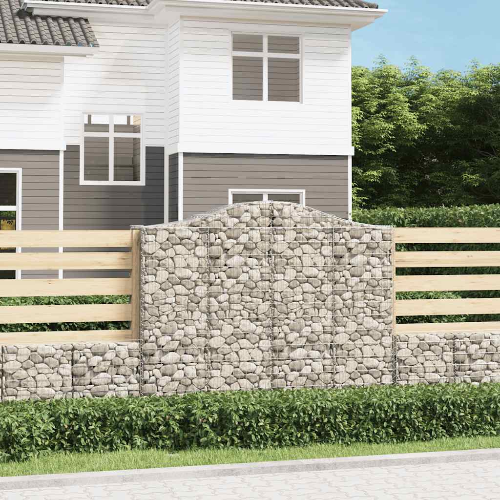vidaXL Arched Gabion Basket 200x50x160/180 cm Galvanised Iron 1