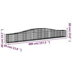 vidaXL Arched Gabion Basket 400x30x40/60 cm Galvanised Iron 5