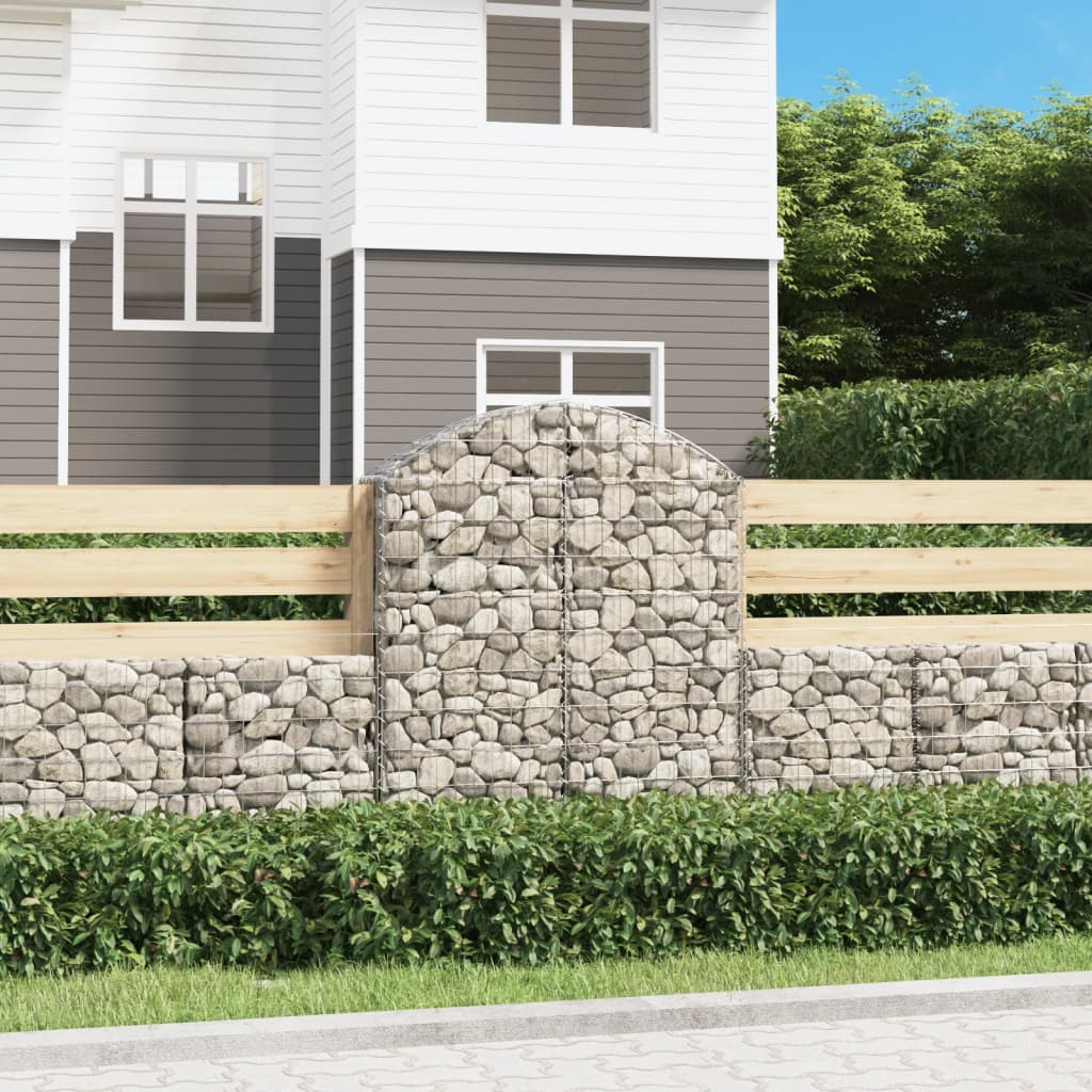 vidaXL Arched Gabion Basket 100x30x120/140 cm Galvanised Iron 1