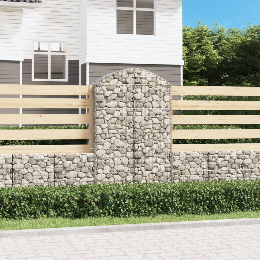 vidaXL Arched Gabion Basket 100x50x160/180 cm Galvanised Iron 1