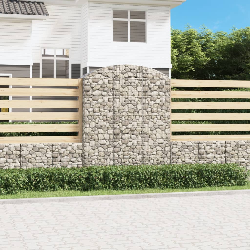 vidaXL Arched Gabion Basket Galvanised Iron 150 x 30 x 40/60 cm – 150 x 50 x 220/240 cm