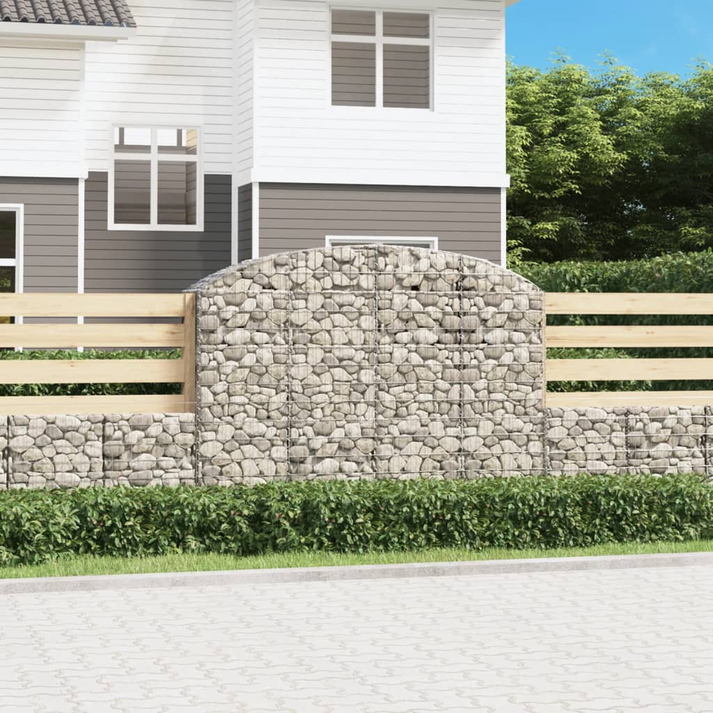vidaXL Arched Gabion Basket 200x50x140/160 cm Galvanised Iron 1