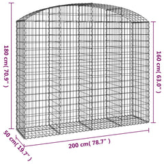 vidaXL Arched Gabion Basket 200x50x160/180 cm Galvanised Iron 5