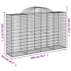 vidaXL Arched Gabion Basket 200x50x120/140 cm Galvanised Iron 5