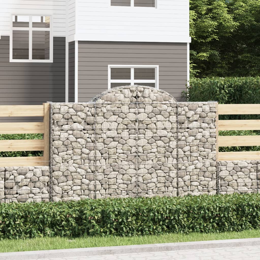 vidaXL Arched Gabion Basket 200x50x140/160 cm Galvanised Iron 1