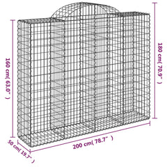 vidaXL Arched Gabion Basket 200x50x160/180 cm Galvanised Iron 5