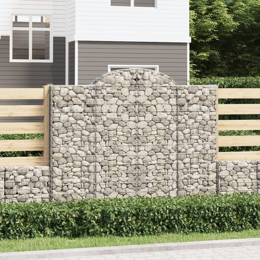 vidaXL Arched Gabion Basket 200x50x160/180 cm Galvanised Iron 1