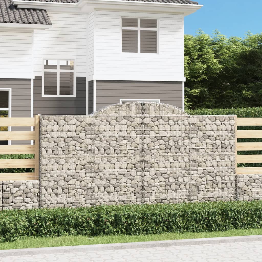 vidaXL Arched Gabion Basket Galvanised Iron 300 x 30 x 40/60 cm – 300 x 50 x 220/240 cm