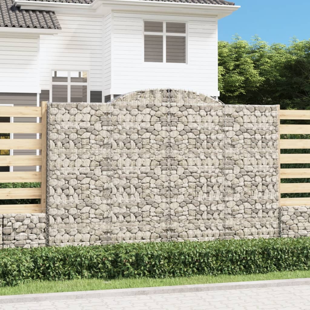 vidaXL Arched Gabion Basket Galvanised Iron 300 x 30 x 40/60 cm – 300 x 50 x 220/240 cm