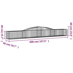 vidaXL Arched Gabion Basket 400x50x40/60 cm Galvanised Iron 5