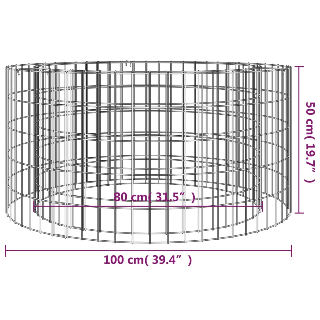 vidaXL Gabion Fire Pit Ø 100 cm Galvanised Iron 5