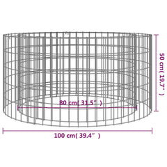 vidaXL Gabion Fire Pit Ø 100 cm Galvanised Iron 5