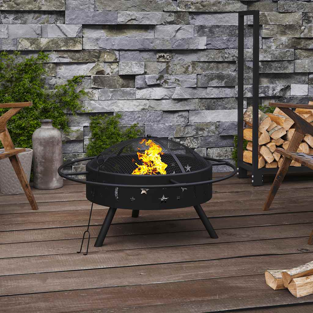 vidaXL Fire Pit with Poker 70 cm XXL Steel 1