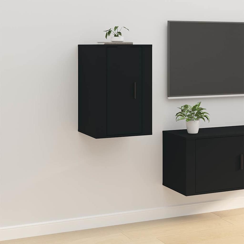 vidaXL 2 Piece Wall-mounted TV Cabinet Set Black 40x34,5x60 cm 3