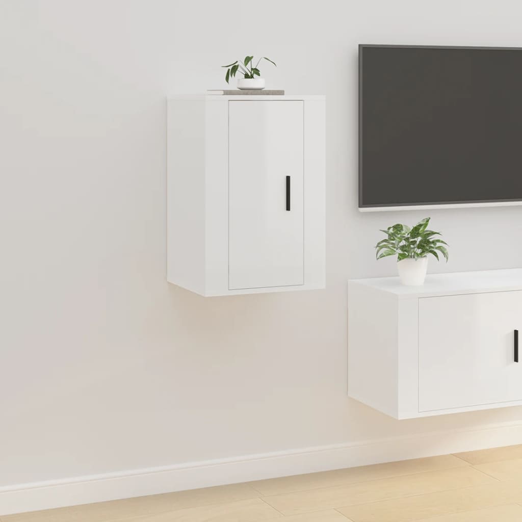 vidaXL 2 Piece Wall-mounted TV Cabinet Set High Gloss White 40x34,5x60 cm 3