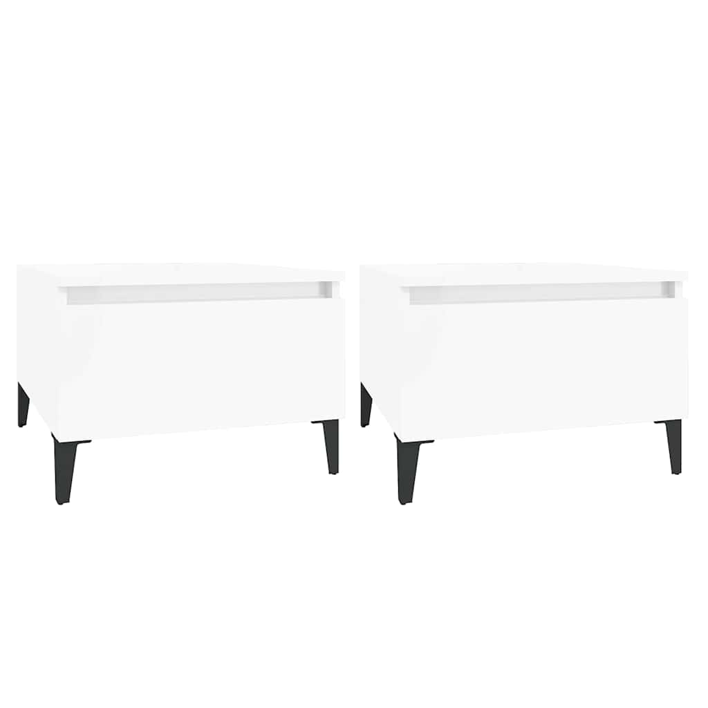 vidaXL Side Tables 2 pcs High Gloss White 50x46x35 cm Engineered Wood 2