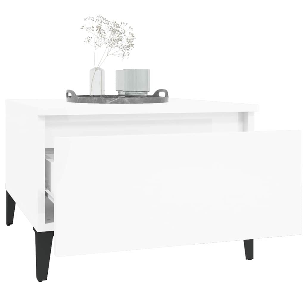 vidaXL Side Tables 2 pcs High Gloss White 50x46x35 cm Engineered Wood 5