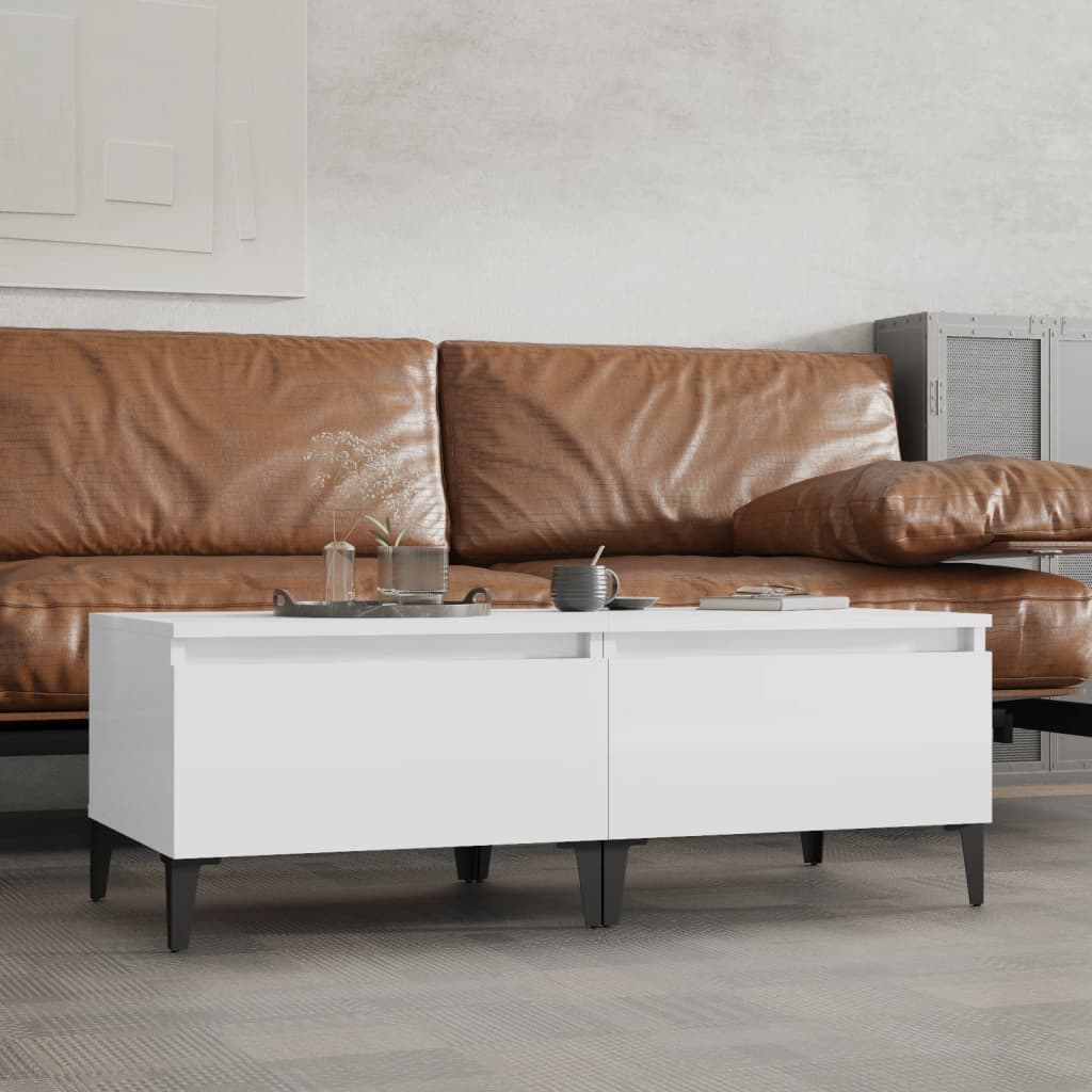 vidaXL Side Tables 2 pcs High Gloss White 50x46x35 cm Engineered Wood 1