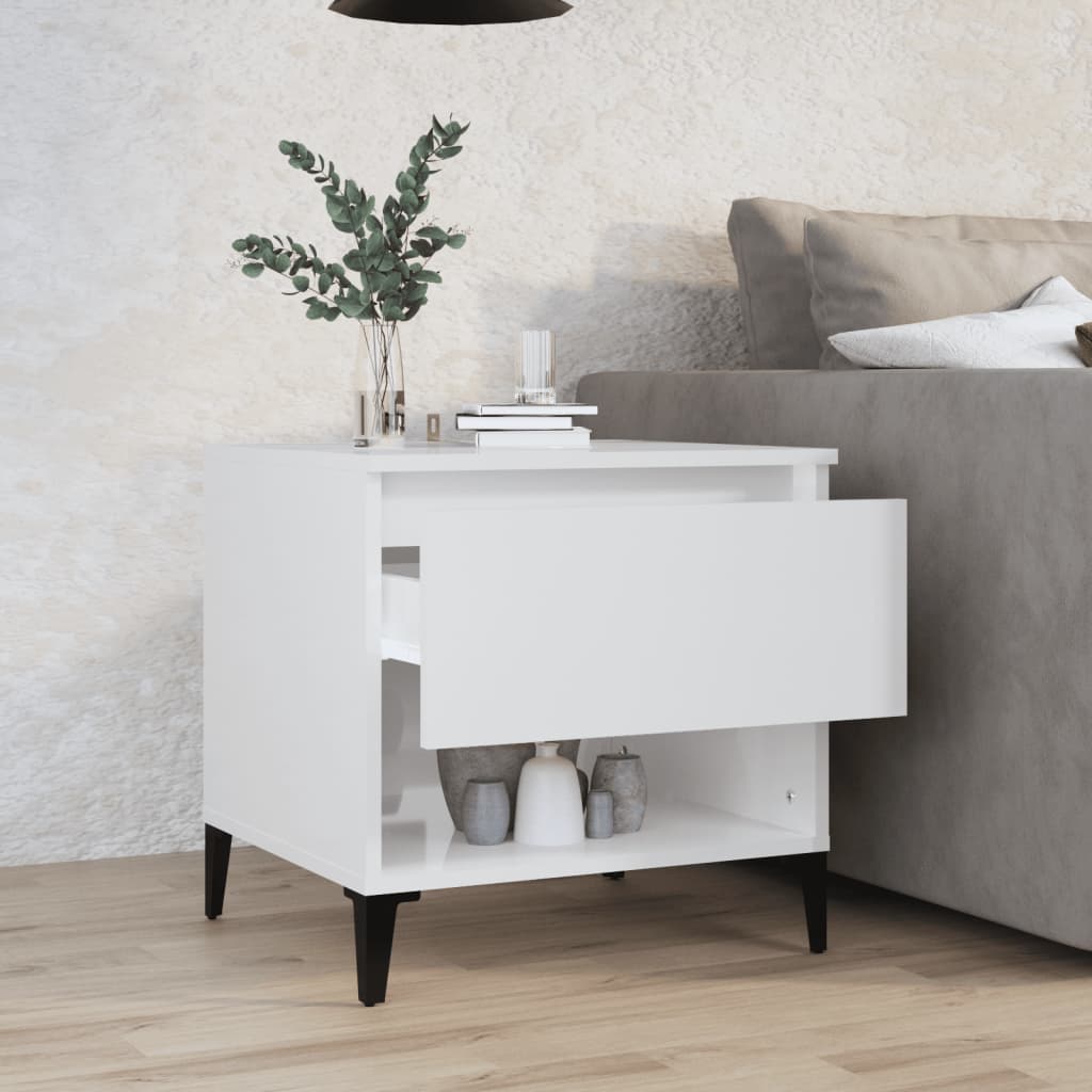 vidaXL Side Table High Gloss White 50x46x50 cm Engineered Wood 3