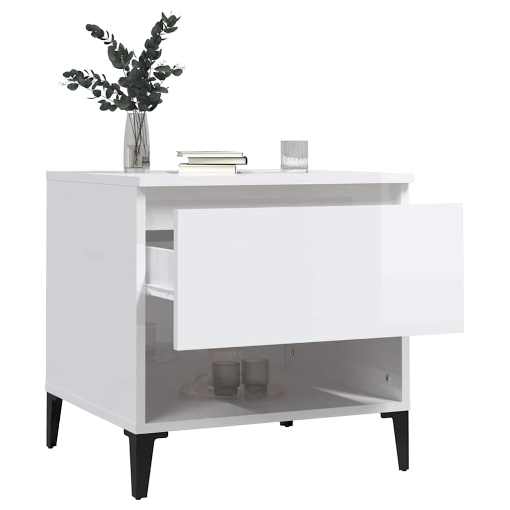 vidaXL Side Table High Gloss White 50x46x50 cm Engineered Wood 5