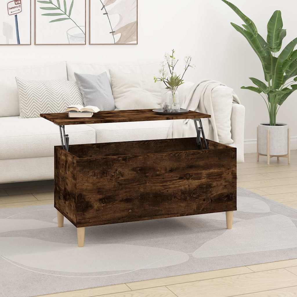 vidaXL Coffee Table Smoked Oak 90x44,5x45 cm Engineered Wood 1