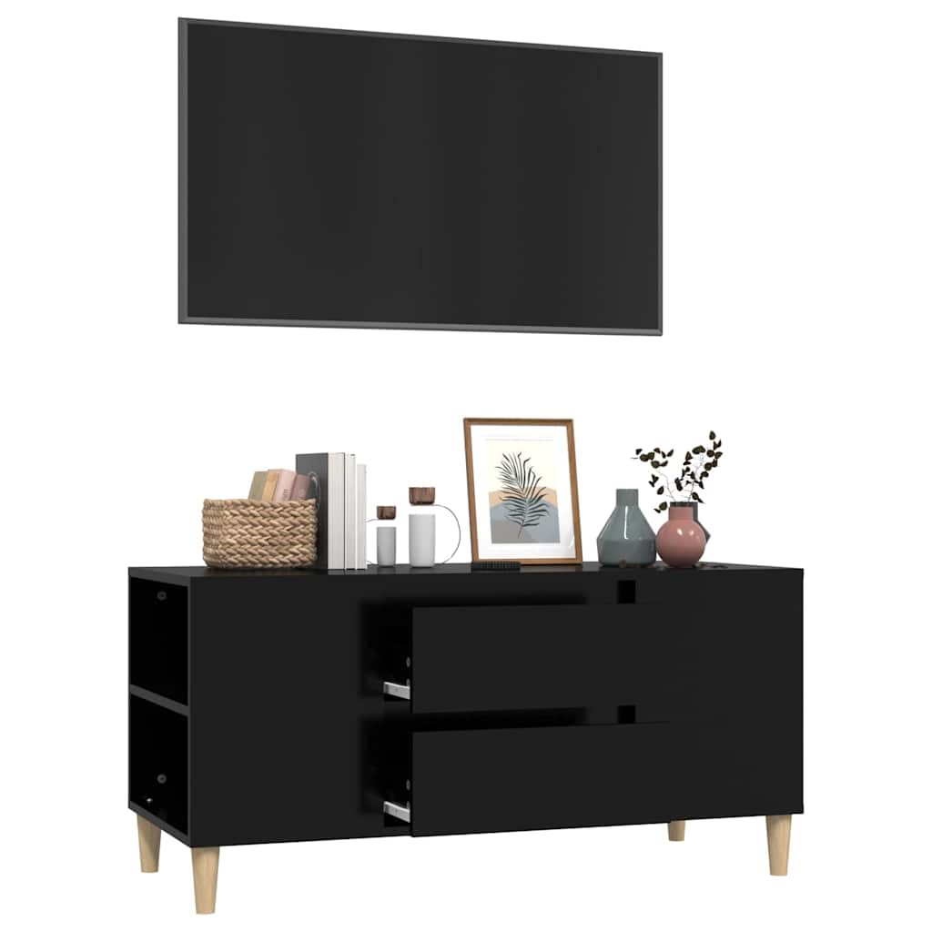 vidaXL TV Cabinet Black 102x44.5x50 cm Engineered Wood 5